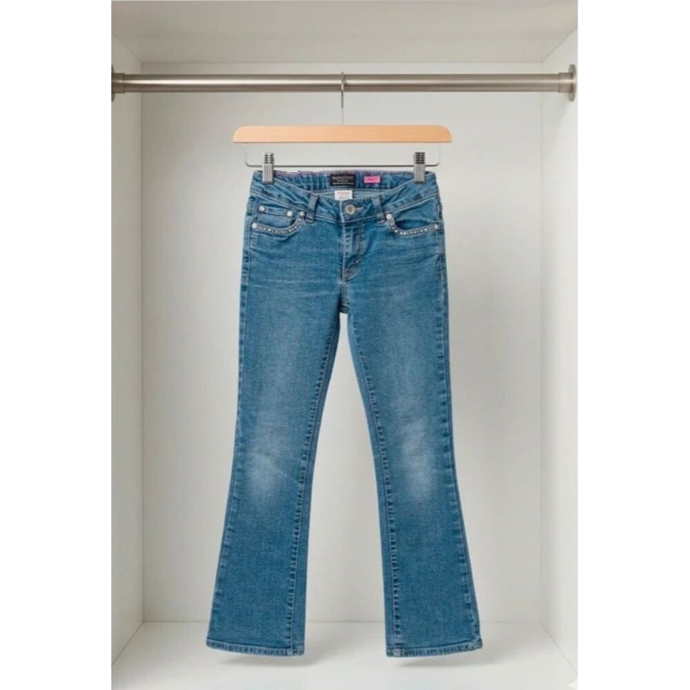 Girls Vintage Style Blue Bootcut Levi Jeans – Studded Y2K Denim